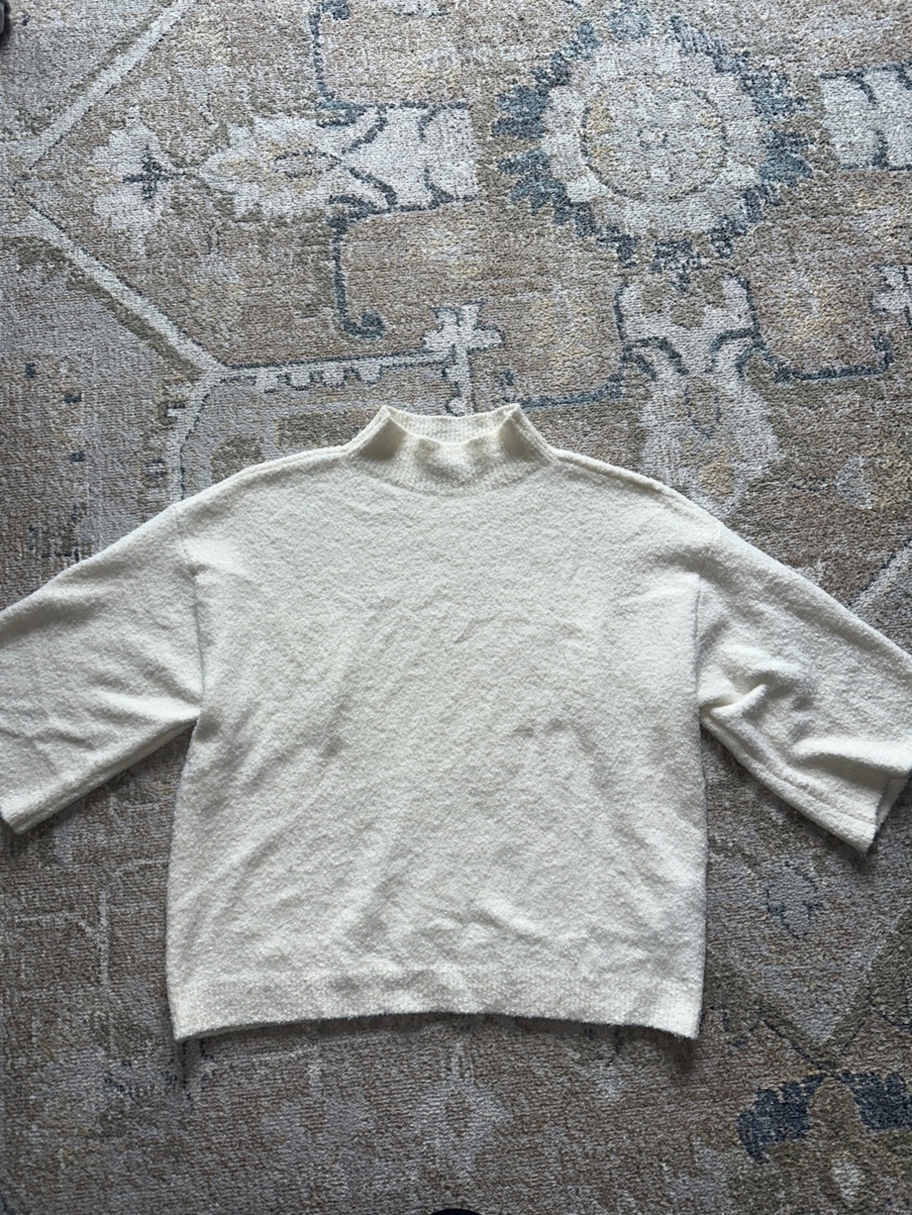 Abercrombie & Fitch Ivory Short-Sleeve Cowl-Neck Sweater
